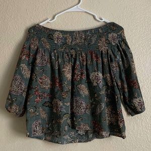 Off the shoulder green blouse